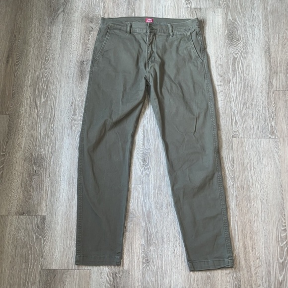 Levis XX Chino Pants Mens 33 x 32 Green Double Stitch Mid Rise standard taper - Picture 8 of 9